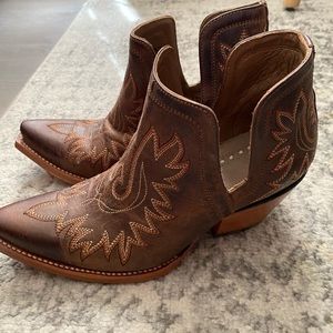Ariat Brown Ankle Boots with Tan Embroidery